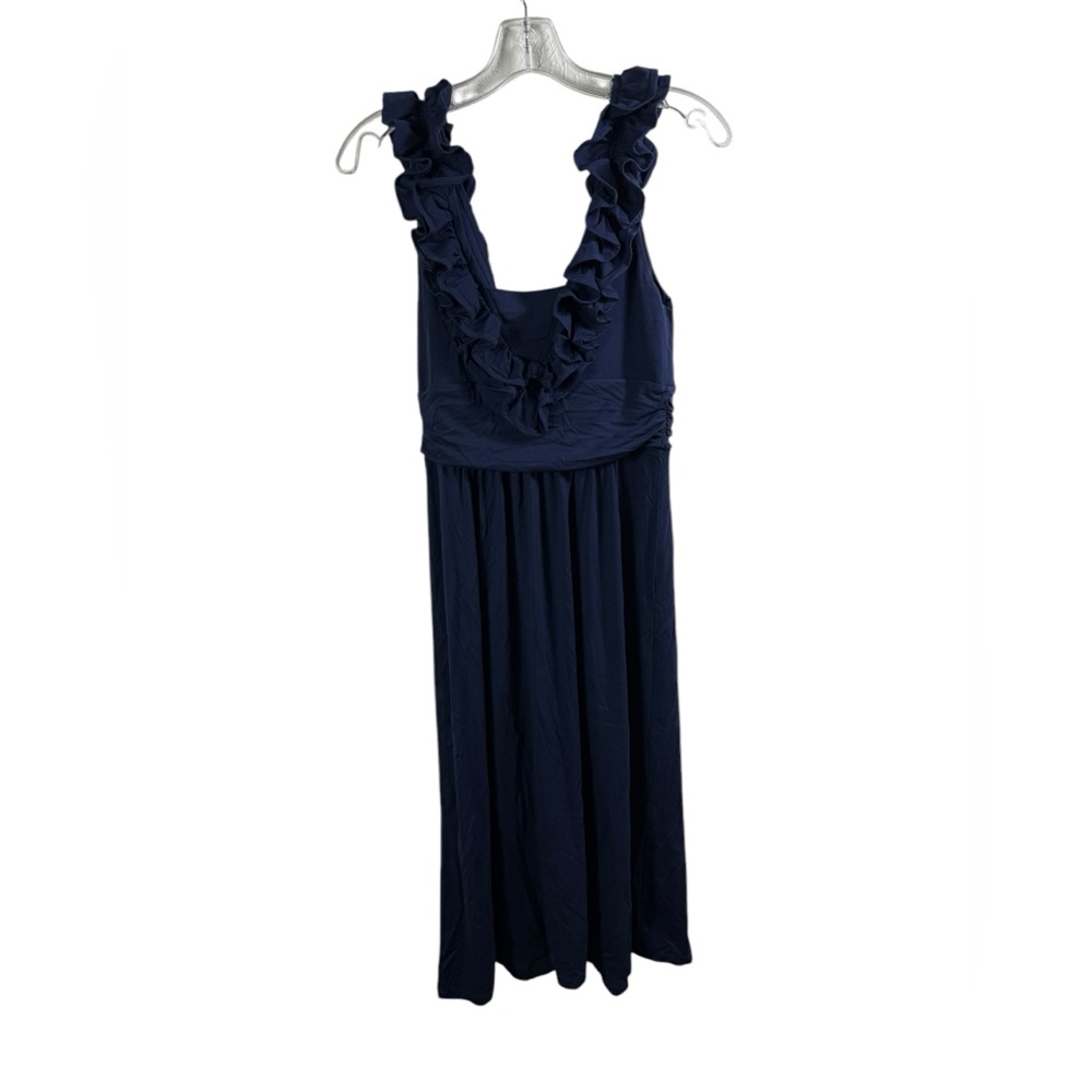 Lilly Pulitzer Leena Midi Dress Women's Small True Navy Blue Flutter - Picture 3 of 4